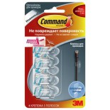 Command® 17017CLR Ru Крючки для Проводов, прозрачные, 4 шт./упак.
